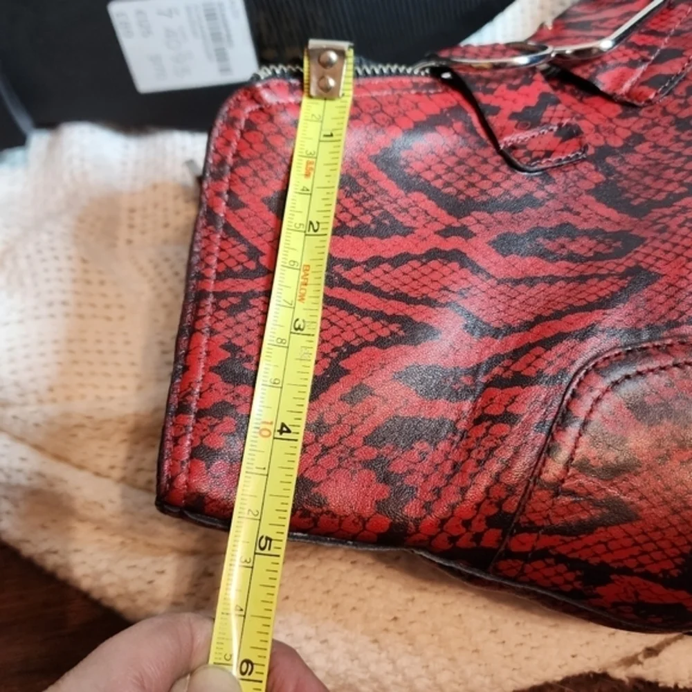 Topshop Red Snakeskin Buckle Ankle Boots Moto Western Statement  9.6 - Picture 9 of 13